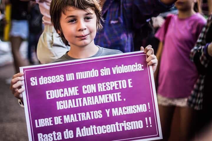 Little boy with protest sign
